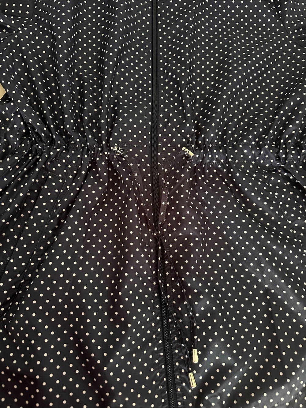 Jones New York Navy with White Polka Dot Hooded Raincoat - Picture 10 of 10